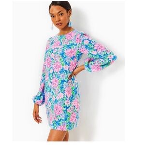 Lilly Pulitzer Alayna Long Sleeve Dress Multi Spring In Your Step Size 14 NWT